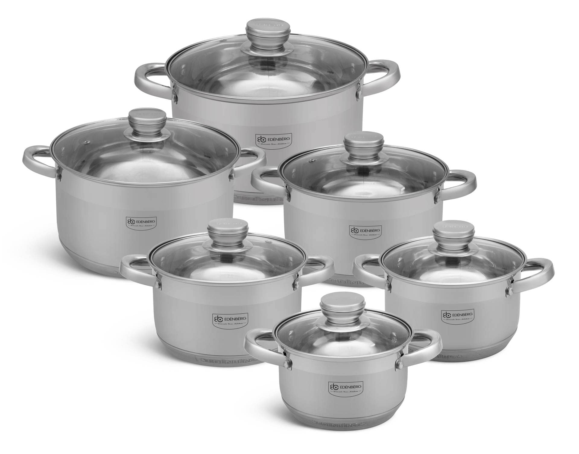 Mua EDENBERG 12Piece Induction Saucepan Set, Stainless Steel Cooking