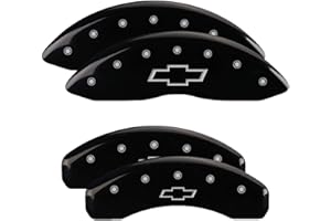 MGP Caliper Covers 14004SBOWBK Black Brake Covers Fits 2007-2014 Chevrolet Silverado 1500, Tahoe, Surburban 1500, and Avalanche Engraved with Bowtie Logo (Front/Rear Covers; Set of 4)