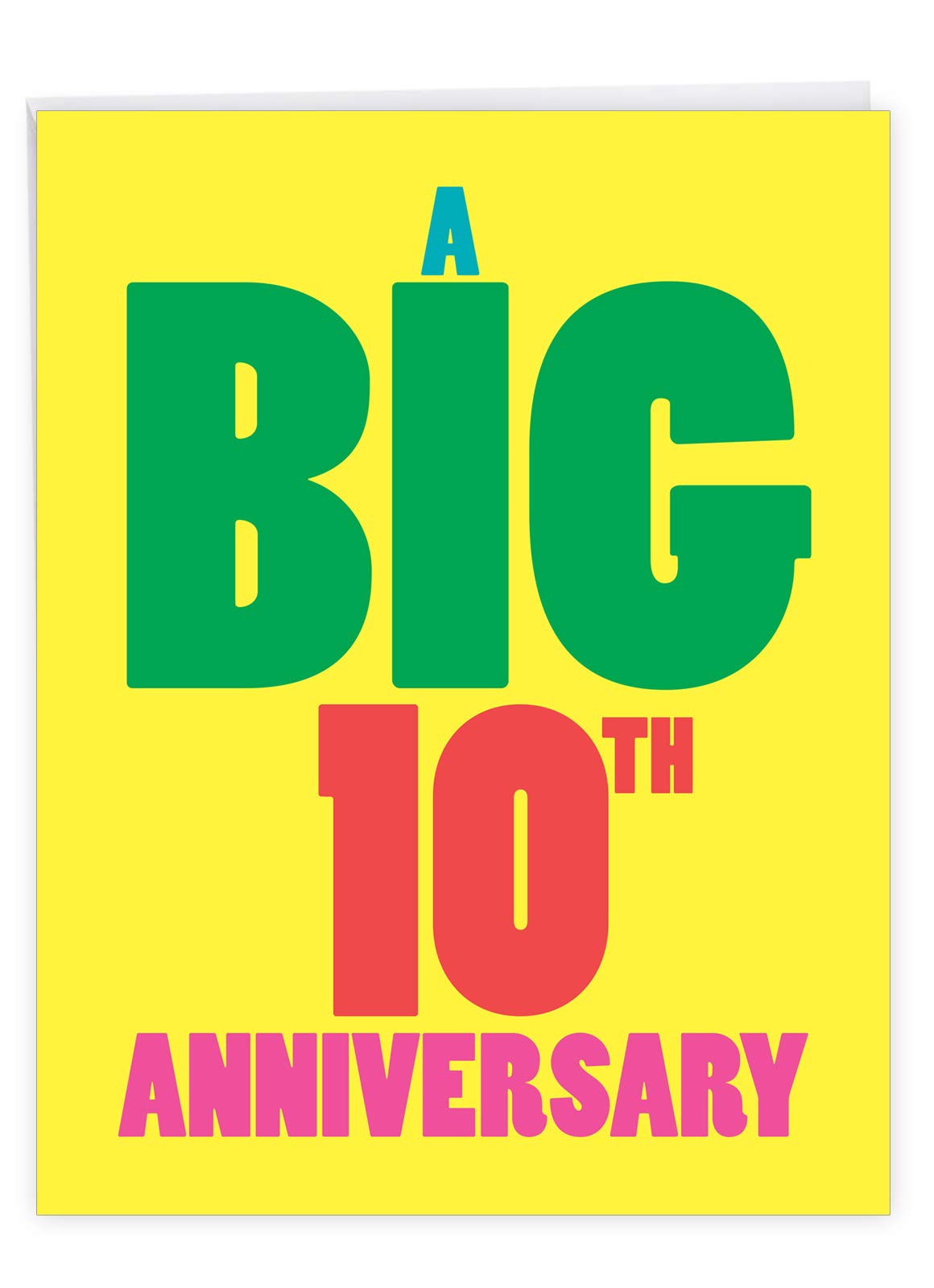 NobleWorks - 10th Wedding Milestone Anniversary Congratulations Card 8.5 x 11 - Jumbo for 10 Years Married Couples Men, Women - Big 10 J9080MAG