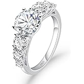 Geyunxu Round Cut Moissanite 7 Stone Engagement Rings Center Stone 2ct D Color VVS1 18k Gold Plated 925 Sterling Silver Anniversary Wedding Promise Ring for Women