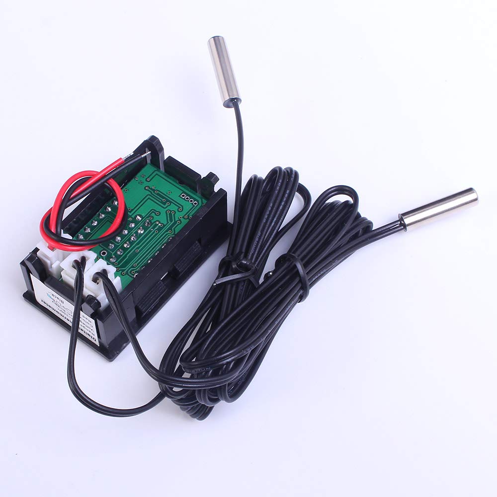2 PCS Mini DC 4-28V Dual Display Digital Thermometer with NTC Waterproof Metal Probe Temperature Sensor Tester Car Room Indoor (Red+Green) - Image 5