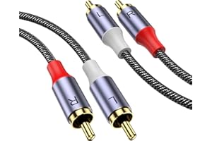 MOSWAG 2RCA Male to 2RCA Male Audio Cable RCA Stereo Cord 6.6Ft/2M,RCA Cable Nylon Braided Audio Cord for Home Theater, HDTV,