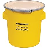 Eagle 1654 - Tambor moldeado de salvamento HDPE, color amarillo, con cierre de bloqueo de aro metálico.