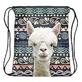 Jom Tokoy Packable Print Drawstring Bags Lightweight Travel Backpack (Alpaca)