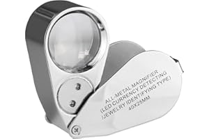 Beileshi 40X Illuminated Jeweler LED and UV Lens Loupe Magnifier with Metal Construction and Optical Glass with a Durable and Sturdy Travel Carrying Case