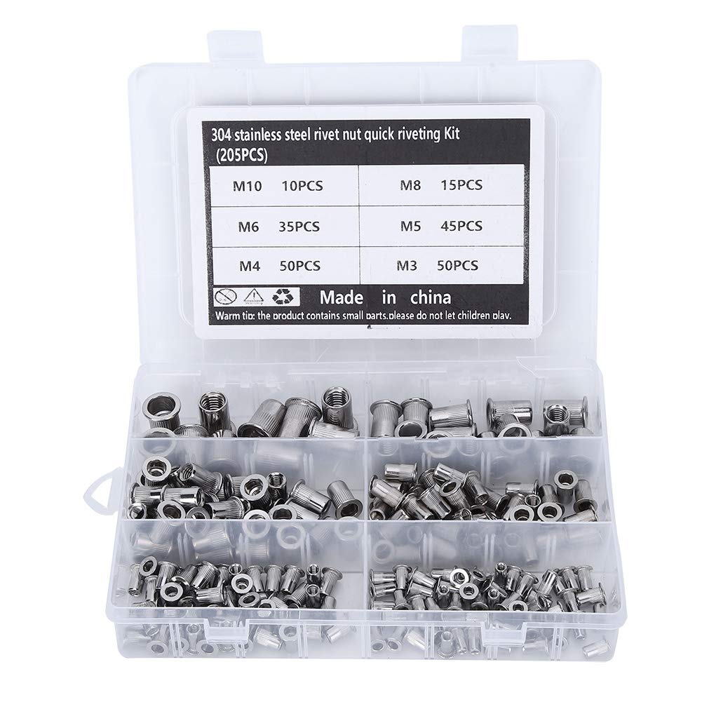Socobeta Rivnut M3-M10 Stainless Steel High Strength Rivet Nut Set 205pcs for Construction Industry with Box