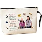 Makeup Bag Gil-more Girls TV Merchandise Luke Fans Gift Lorelai and Rory Fans Gift Luke Cosmetic Bag Inspirational Christmas Birthday Gifts for BFF Friends Mom Daughter Sister You Are Braver Stronger