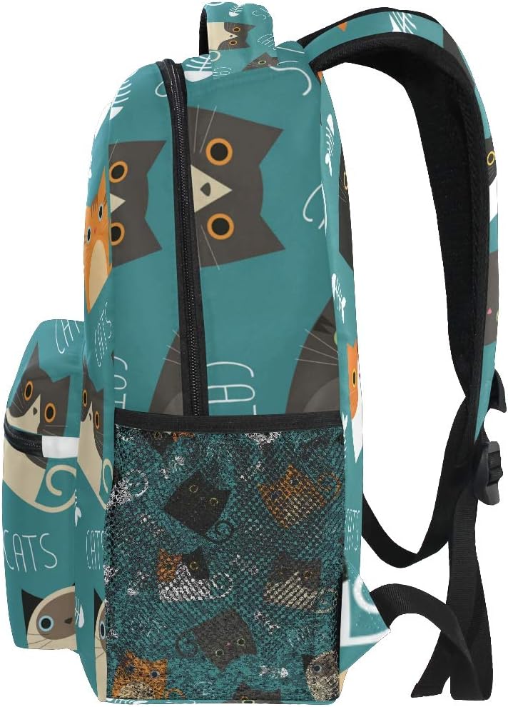 Funny Cat Bag Mini Backpack Purse Travel Sports for Men Women Pfrewn Cats Fish Bones Backpack Bookbags Daypack Bags Water Resistant 