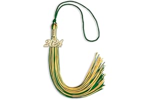 Endea Graduation Mixed Double Color Tassel with Gold Date Drop (Green/Gold, 2024)