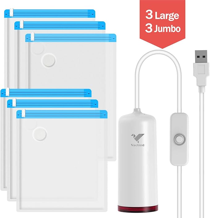 Vacbird Travel Vacuum Storage Bags with USB Electric Pump