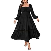 EYWOL Womens Plus Size Tiered Maxi Dress Long Puff Sleeve Ruffle Wedding Guest Evening Party Dress