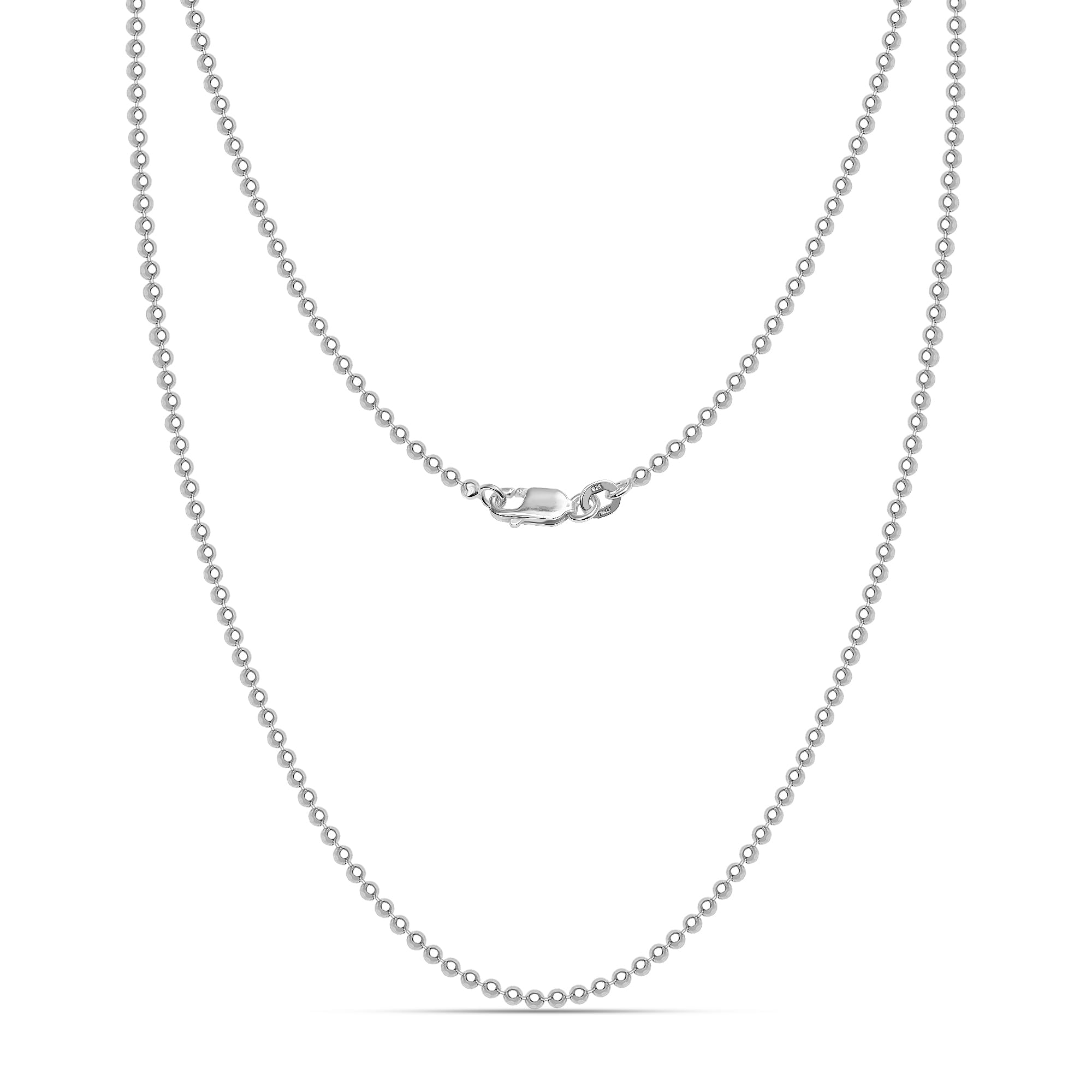 LeCalla 925 Sterling Silver Italian 1.2mm Diamond-Cut Bead Ball Strand Chain Necklace for Women 18 Inches, Made in Italy