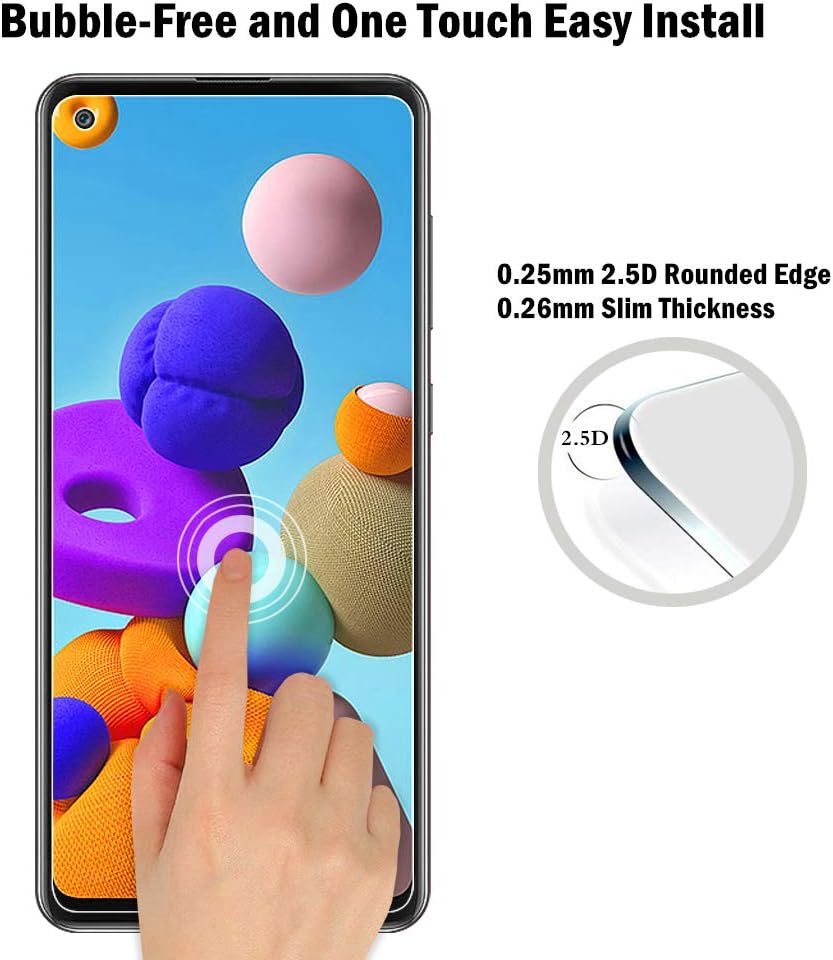 AHABIPERS 3 Pack Tempered Glass for Samsung Galaxy A21S Screen Protector, Easy Bubble-Free Installation, 9H Hardness - Image 4