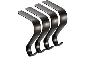 Guojanfon Stocking Holders for Mantel, Stocking Hangers Set Mantle Hooks Fireplace Socks Hanging Hooks Heavy Duty Home Decoration (4 BlackWQ)