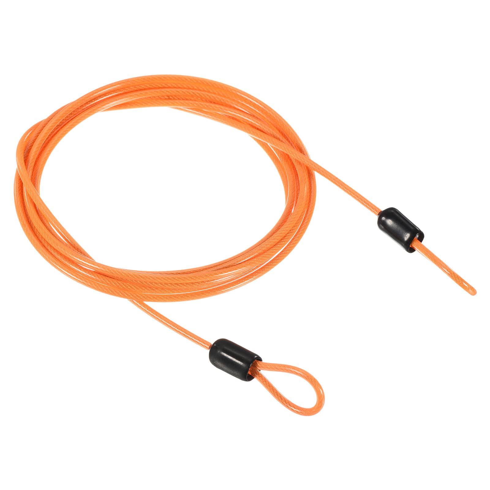 PATIKIL Security Steel Cable 2.5mm x 2m/6.56ft Coated Luggage Lock Wire Rope with Double Loop Orange