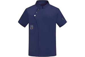 YJFZYYJJ Unisex Chef Coat Short Sleeve Chef Jacket,Breathable,Comfortable Button Closure - Kitchen,Restaurant,Hotel Uniform