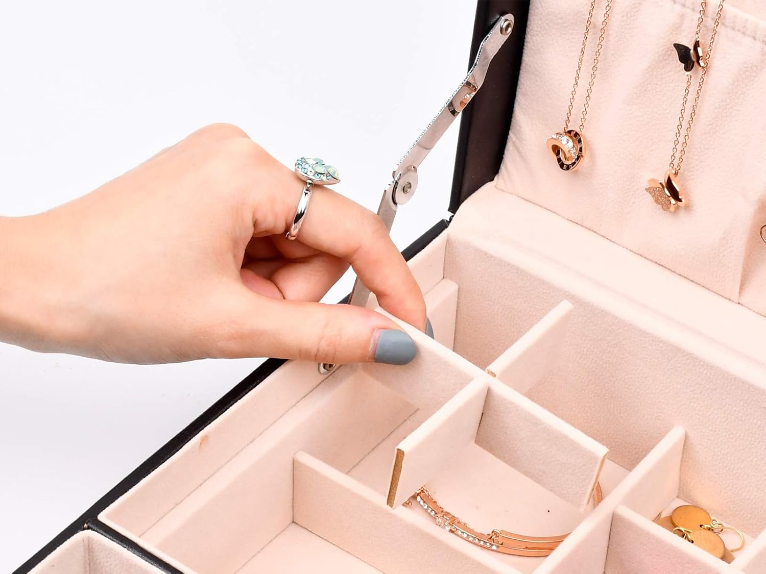 Womens Jewelry Boxes Jewelry Organizer Box with Coded Lock, Black Large Jewelry Storage Box for Women Girls Two Layers 36 Compartments, Jewelry Holder Bracelets Necklaces Earrings Organizer: Home Improvement
