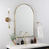 ANDY STAR Brass Mirror Bathroom, 24x36’’ Gold Arched Mirror, Arched Bathroom Mirror, Gold Bathroom Mirror Metal Framed, SUS304-Anti-Rust, Tube Frame, 1’’ Deep Set Wall Mounted Vertical