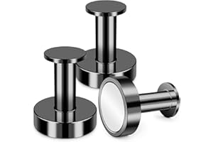 Junarter 3Pack Strong Magnetic Hooks for Hanging Coats and Bags, Heavy Duty Magnetic Hanger Neodymium Magnet Hooks, Push Pin Style Heavy Duty Magnet Hooks for Home, Kitchen, Office