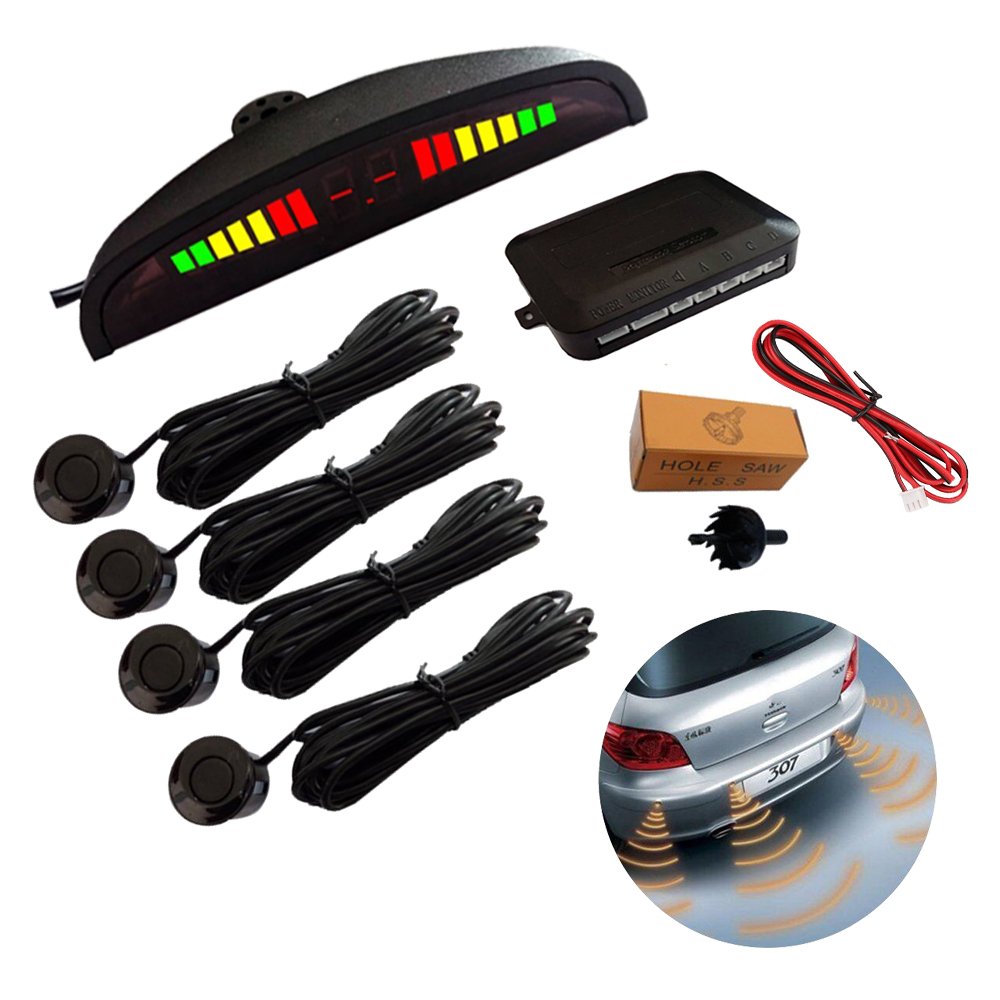 Big Hippo Car Reverse Sensor Kit With 4 Sensors Rear Car Parking Sensor Black