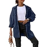 Saodimallsu Women's Oversized Denim Jackets Casual Button Down Long Boyfriend Jean Coats with Pockets