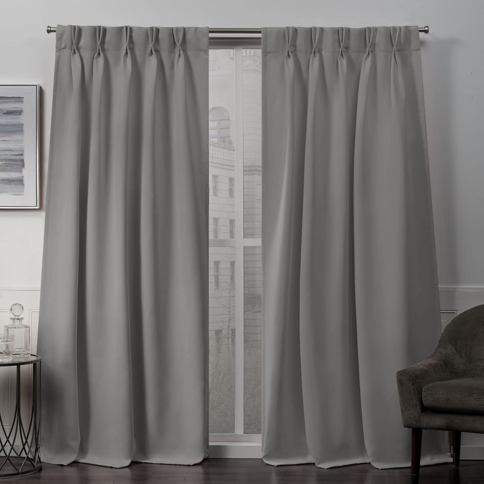 Exclusive Home Curtains Panel Pair, 100% Polyester, Veridian Grey, 84" Length
