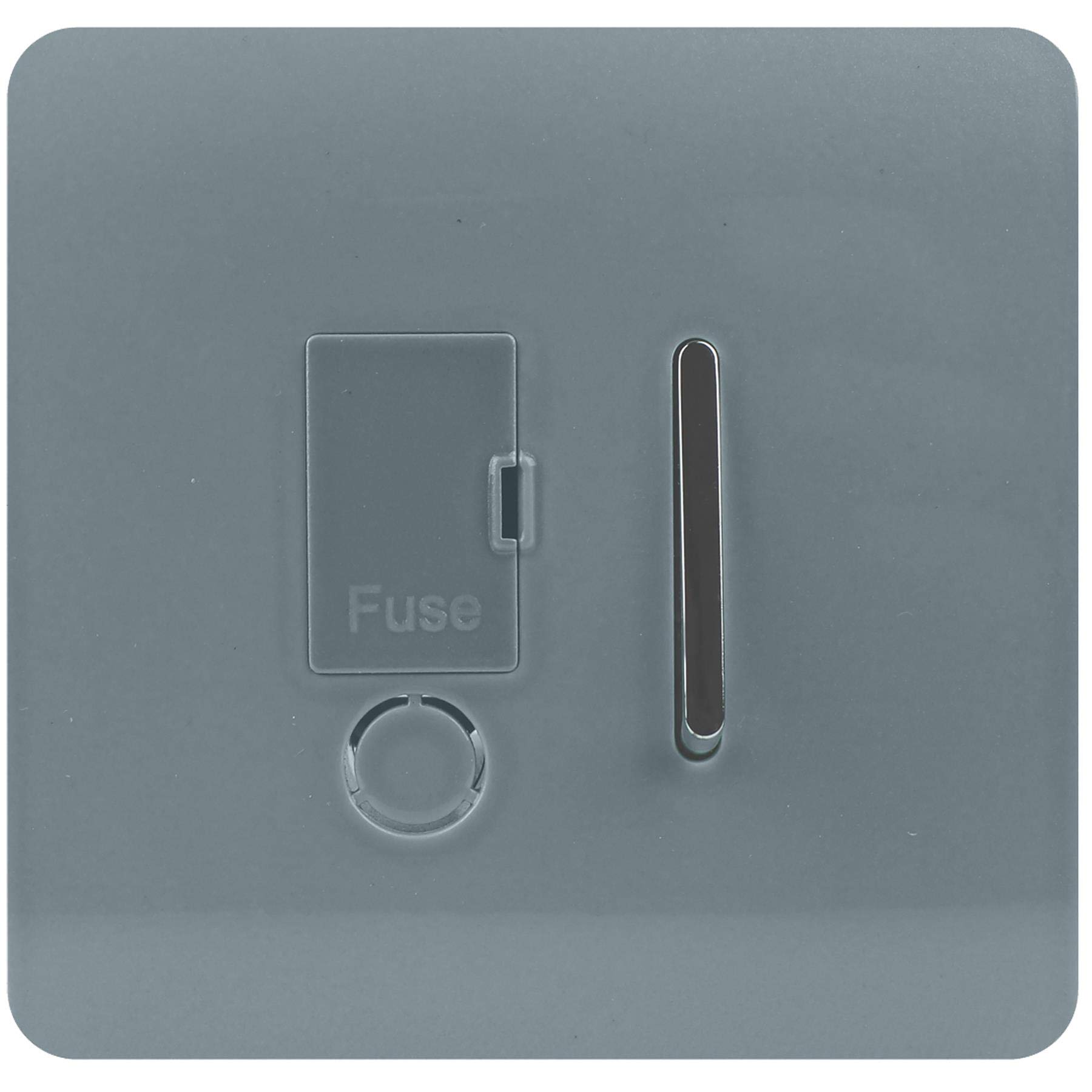 Trendi Switch Screwless Artistic Modern Glossy Tactile 230V Switched 13 A Single Fused Spur Connection Unit w/Flex Outlet Chrome Rocker in Cool Grey - ART-FSCG