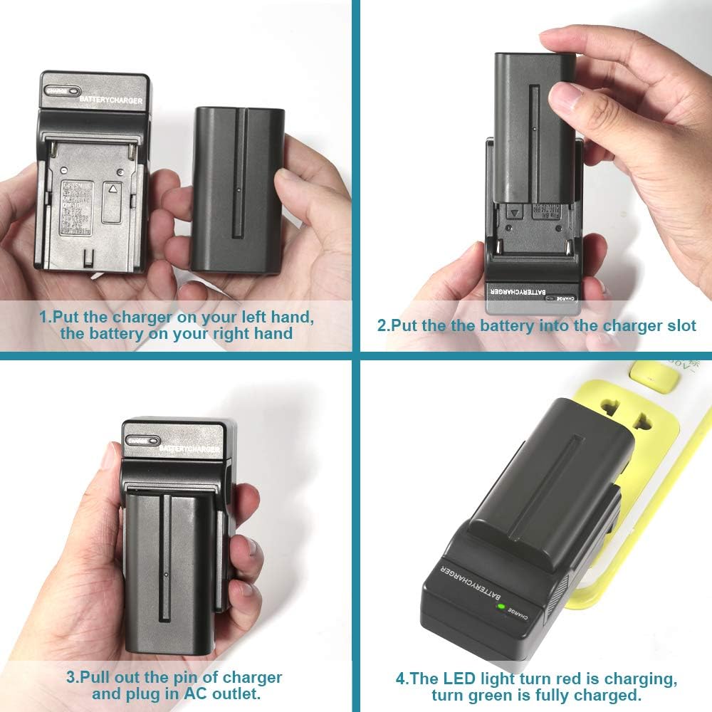 Artman NP-F550 2-Pack Replacement Batteries and One Battery Wall Charger for Sony NP F970, F750, F770, F960, F550, F530, F330, F570, CCD-SC55, TR516, TR716, TR818, TR910, TR917(2600mAh) : Camera & Photo