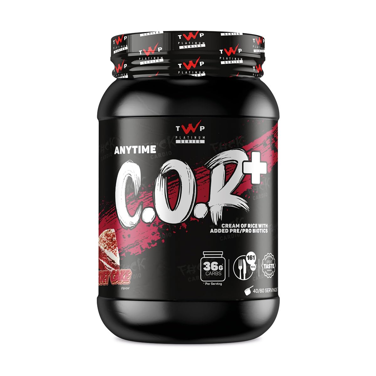 TWP Nutrition Platinum Series Cream of Rice Carb Powder Shake COR+, Pre & Probiotics for Digestion Support, Gluten, Wheat & Sugar Free, 1.8kg & 80 Servings 3 Great Flavours (Velvet Cake)