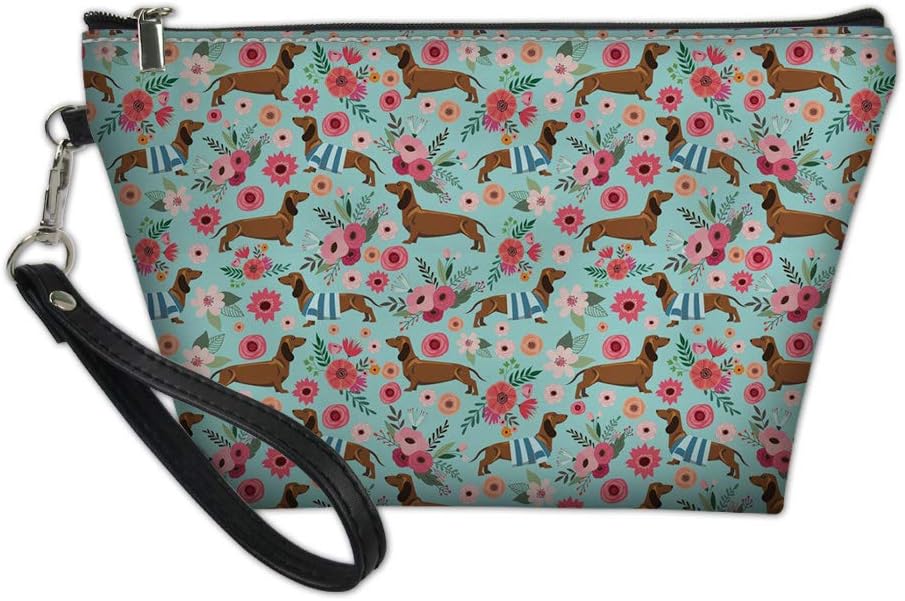 chaqlin Travel Makeup Train Cosmetic Case for Women Girl Organizer Portable Artist Storage Bag for Makeup Brushes Toiletry Jewelry Dachshund Design