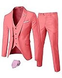 YND Men's Slim Fit 3 Piece Suit Set with Stretch