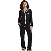 HEARTNICE Womens Pajama Set, Soft Long Sleeve Pajamas & Long Pants with Pockets, Button-up Sleepwear Lounge Pjs