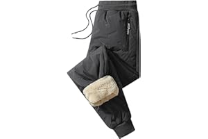 Fleece Thermal Pants Unisex Adult Sherpa Lined Waterproof Windproof Sweatpants with Zipper Pockets Lightweight Winter Joggers