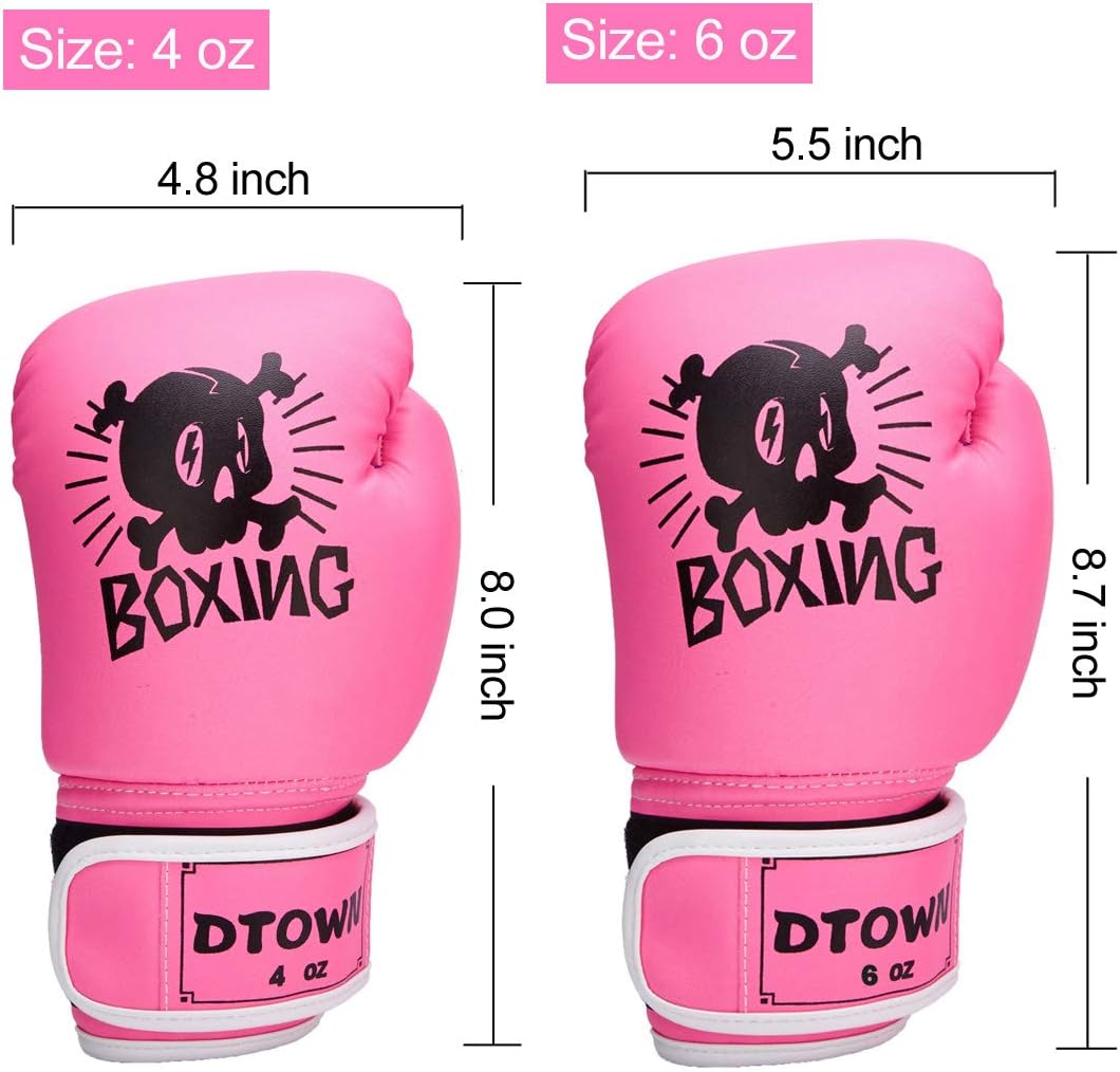 Dtown Kids Boxing Gloves 4oz 6oz Training Gloves for Toddler and Youth Age 3 to 11 Years PU Leather : Sports & Outdoors