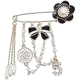 Vintage Imitating Pearl Brooch Number 5 Brooches Pins for Women Fashion Banquet Jewelry