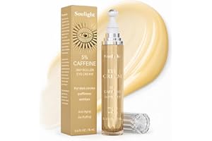 Soulight 5% Caffeine Eye Serum for Dark Circles, Eye Cream Anti Aging Puffiness & Wrinkles - Brightening Under Eyes Treatment with Hyaluronic Acid & Niacinamide - Hydrating & Firming