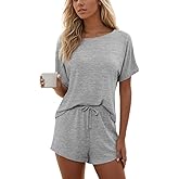 CUPSHE Short Sleeve Pajama Sets for Women Casual Crew Neck 2 Piece Lounge Sets