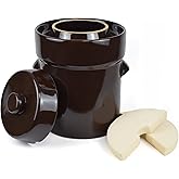 Fermentation Crock Jar 10 Liter/2.6 Gallon - Stoneware Pot for Fermenting, Pickling Kimchi, Pickles, Vegetables, Kombucha - Glazed Fermenter with Stone Weights, Lid
