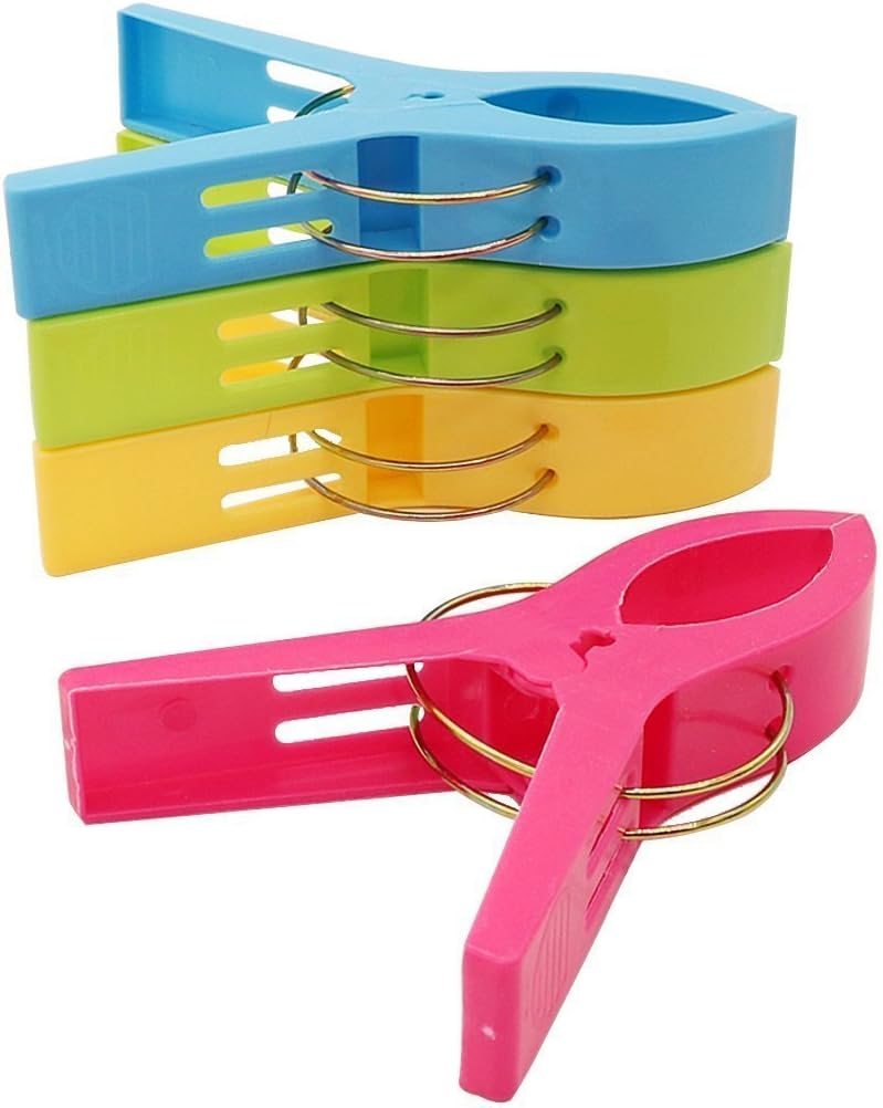 Cooltop Colorful Beach Towel Clips for Beach Chair or Pool Loungers, 4 Pack