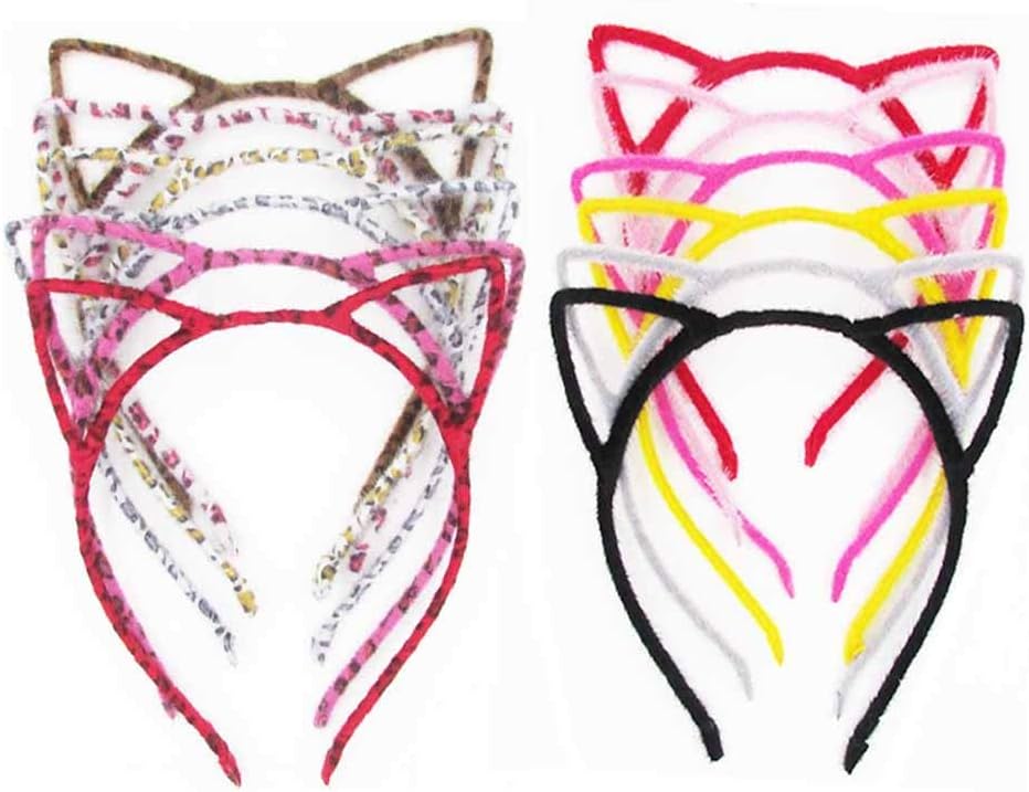12x Fluffy Cat Ears Headband Hoop, Snailmon Fluffy Cat Hairband for Cat Birthday Party Supplies Favors, Girls and Adults Daily Decoration Costume,12 Colors