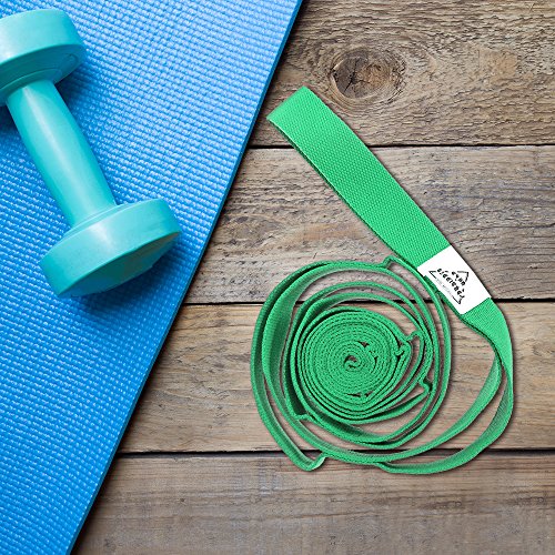 Forbidden Road Stretch Strap with Multi- Loop Exercise Strap for Physical Therapy Yoga Dance Pilates Greater Flexibility and Fitness Workout Deepen (Green, 1.578 inch (3.8200cm))