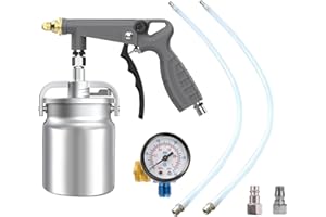 Denash Air Undercoating Spray Gun, 6000ml Suction Feed Cup with Gauge,2 Extension Wands 360Straight Spray Hoses for Rust Prev