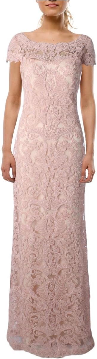 Tadashi Shoji Women's Cap Sleeve Embroidered Lace Gown