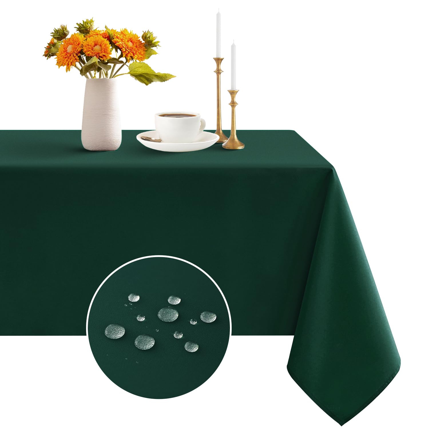 Romanstile dark green Table cloth Christmas wipe clean,rectangular,140x200 CM,Stain Resistant Washable Table Cloths Polyester Table Cover for festive Kitchen Dining Party Wedding New Year Decorations