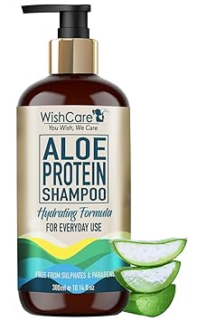 WishCare? Aloe Protein Shampoo - Hydrating Formula - Free from Mineral Oils, Sulphates & Parabens - For Regular Use - 300 Ml
