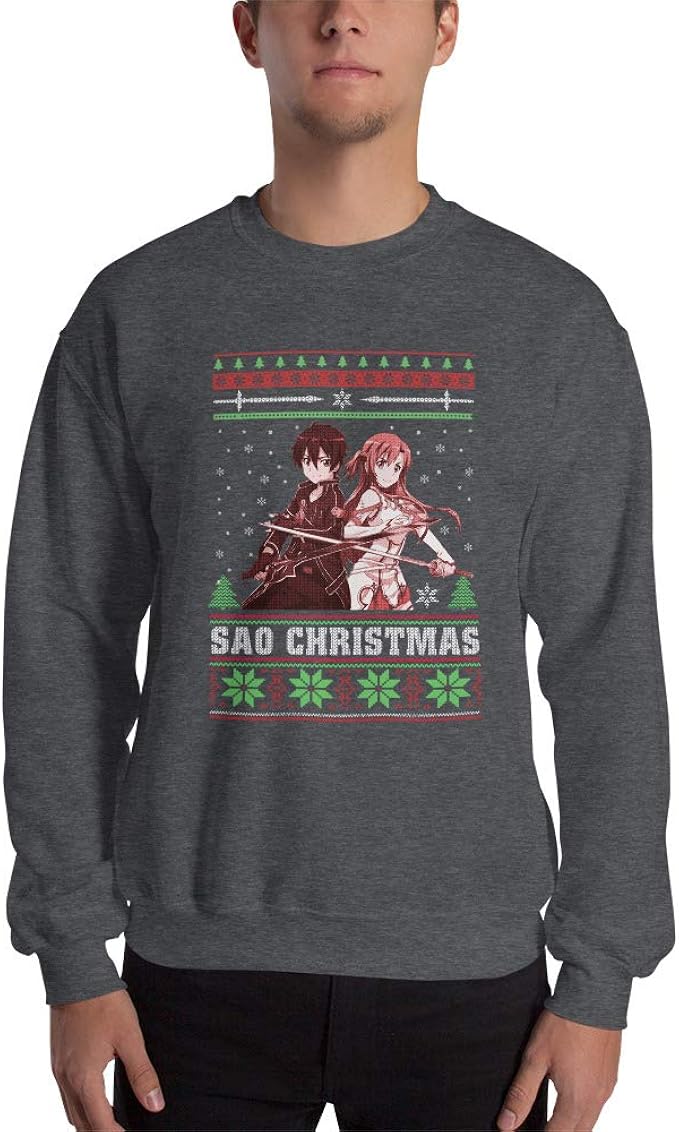 Cart Bloomy Asuna Kirito Sao Sword Art Online Anime Ugly Christmas Sweater Print Men Women Unisex Sweatshirt Dark Heather Cart Bloomy Amazon Ca Clothing Accessories