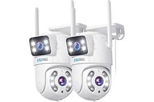 SOVMIKU 2WS318【Dual Lens Linkage】【Plug-in Cable】 6MP Pan/Tilt Security Camera Outdoor, WiFi Camera, Auto Tracking, Human Detection, Light Alarm Floodlight, Color Night Vision, 2.4G WiFi, 24/7 Record