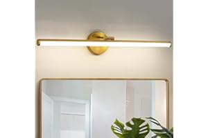 KAISITE 30 Inch Gold Vanity Light - LED Bathroom Lighting Fixture Over Mirror, 24W 4000K Dimmable Modern Light Bar, Rotatable Bath Vanity Fixture