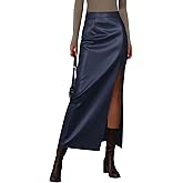 PRETTYGARDEN Womens Faux Leather Skirts 2026 Fall Fashion Bodycon High Waisted Slit Work Office Winter Maxi Long Pencil Skirt