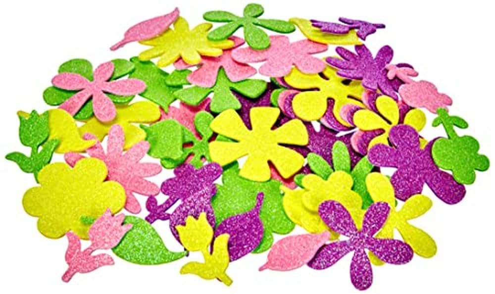 Apli 218135 - Eva Foam Flowers with Glitter - Bag of 48 Units